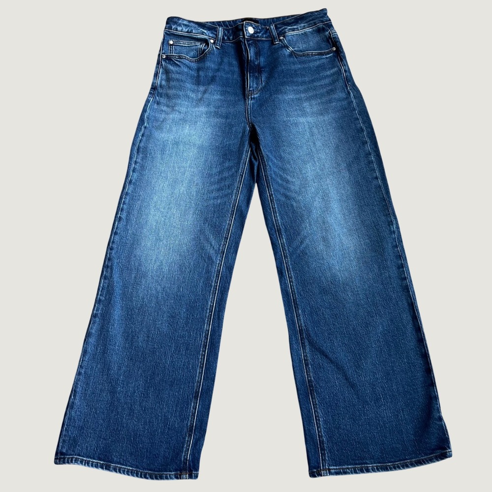 Quince Jeans Womens 32 Blue Medium Wash Wide Leg High Rise Denim Pants